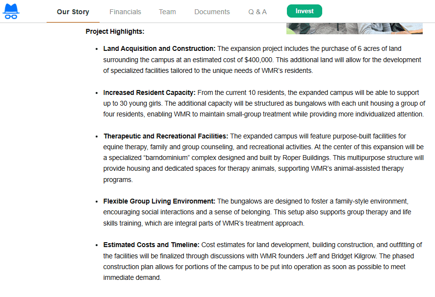 Wildflower Mountain Ranch 2nd Investor Crowdfunding Stock Offering (Deleted Online Recently)