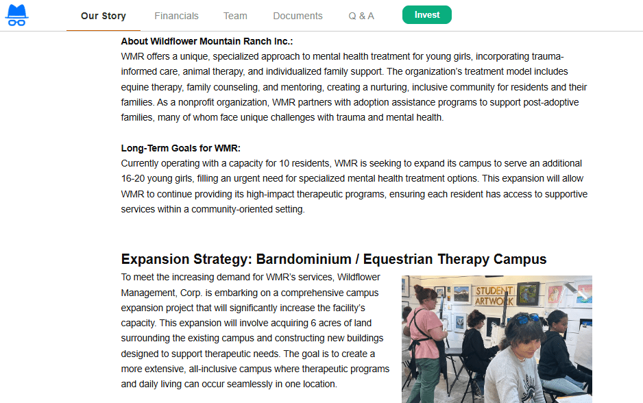 Wildflower Mountain Ranch 2nd Investor Crowdfunding Stock Offering (Deleted Online Recently)